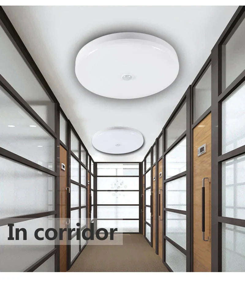 Plafonniers LED intelligents 12W 18W PIR Capteur de mouvement Lampe de plafond Éclairage pour salon Couloir Escalier Garage Porche