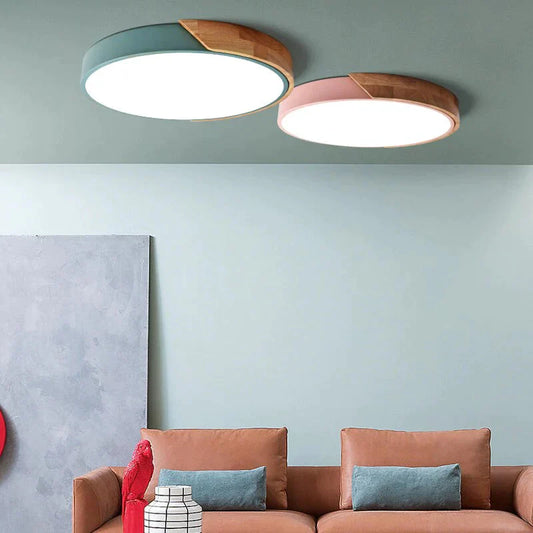 Modern LED Ceiling Light Macarons Colorful Indoor Lamp Wood Ironware Acrylic Kitchen Bedroom Foyer Decoration Lighting Fixture