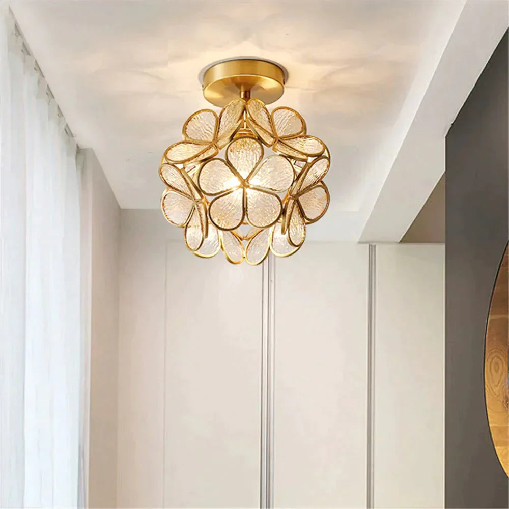 Tiffany Colorful Flower Glass Ceiling Lamp Led Modern Indoor Restaurant Dining Room Cafe Shop
