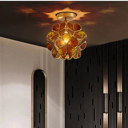 Tiffany Colorful Flower Glass Ceiling Lamp LED Modern Indoor Lamp Restaurant Dining Room  Cafe Shop Lighting Fixture