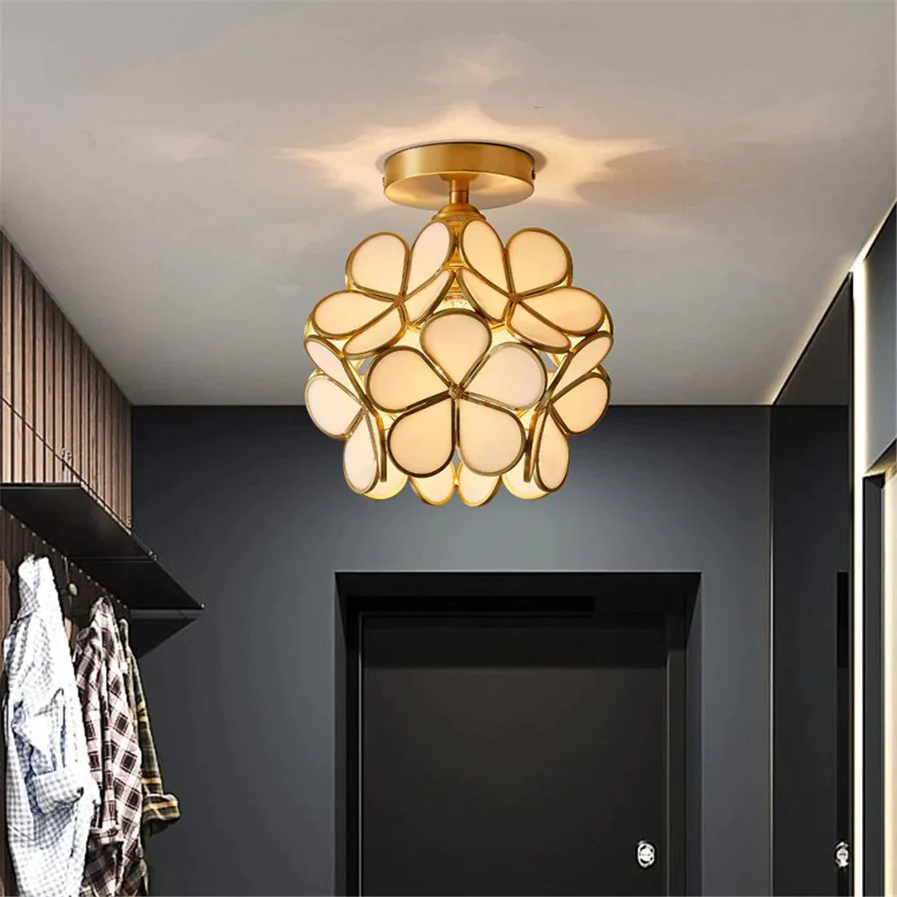 Tiffany Colorful Flower Glass Ceiling Lamp LED Modern Indoor Lamp Restaurant Dining Room  Cafe Shop Lighting Fixture