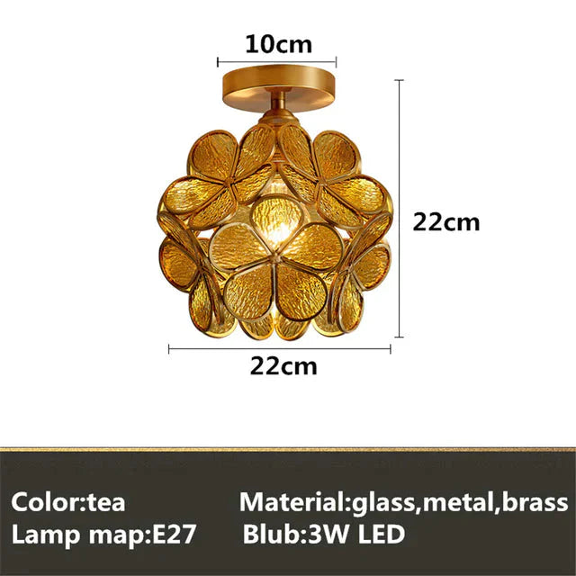 Tiffany Colorful Flower Glass Ceiling Lamp Led Modern Indoor Restaurant Dining Room Cafe Shop