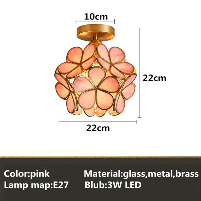 Tiffany Colorful Flower Glass Ceiling Lamp LED Modern Indoor Lamp Restaurant Dining Room  Cafe Shop Lighting Fixture