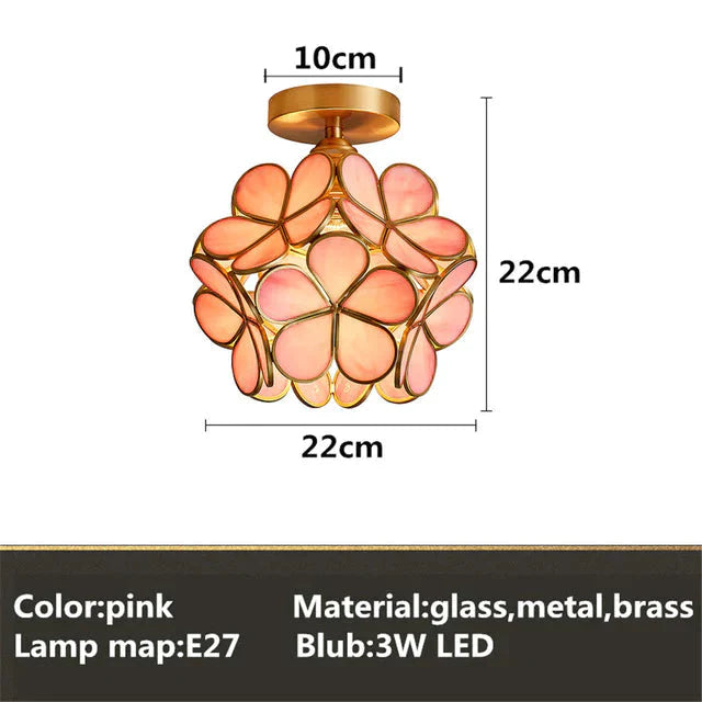 Tiffany Colorful Flower Glass Ceiling Lamp Led Modern Indoor Restaurant Dining Room Cafe Shop