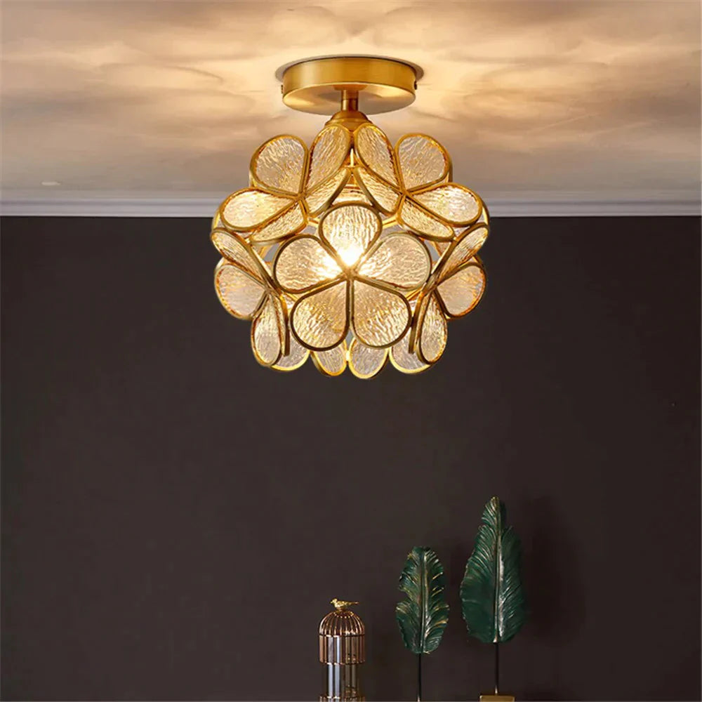 Tiffany Colorful Flower Glass Ceiling Lamp Led Modern Indoor Restaurant Dining Room Cafe Shop