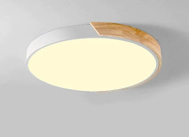 Lampes de plafond simples en bois de mode nordique luminaire rond coloré en aluminium pour chambre à coucher et salon