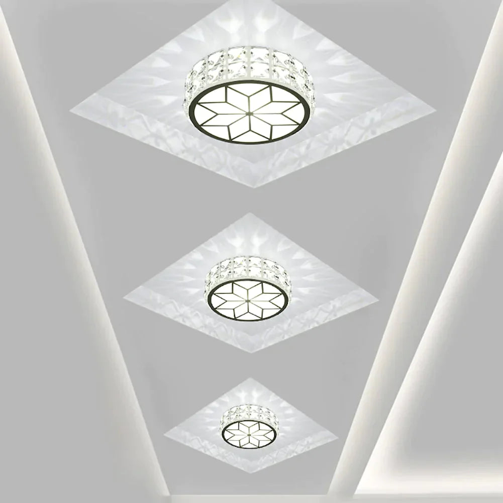 Plafonnier moderne en métal et cristal pour couloir, salle à manger, abat-jour en verre 6 W/12 W, éclairage d'allée rond
