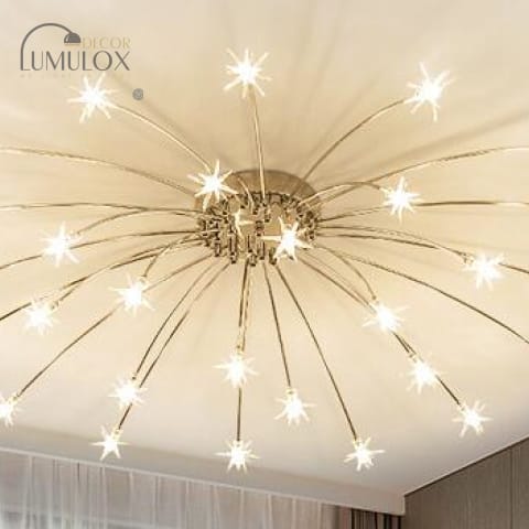 Plafonniers LED en forme d'étoiles, ciel étoilé, lumière moderne ronde en verre cristal, 21/28 têtes, lampes étoiles, luminaires pour chambre à coucher, salon