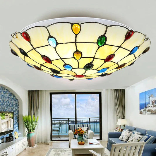 Nordic Europe Colorful Glass Ceiling Lamp LED With 2 Lights Modern Vintage Art Deco Ceiling Lights For Living Room Lobby Bedroom