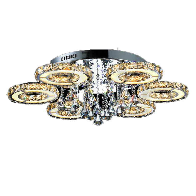 Plafonniers en cristal à LED modernes pour salon, lampe de plafond de luxe, luminaire en cristal pour chambre à coucher, salle à manger, luminaire à LED argenté