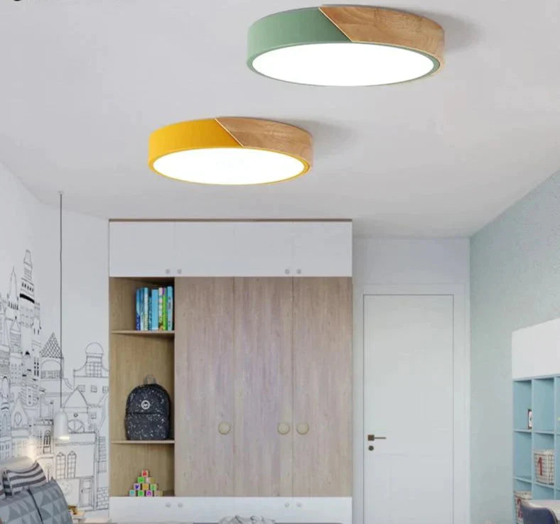 Plafonniers à LED en bois modernes pour salon, chambre à coucher, cuisine, lampe de plafond à LED ultra-mince de 5 cm pour hall