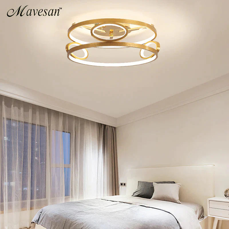 LED Ceiling Lights Gold Body Round/Square For Bedroom Support  Remote Control Led Lamps