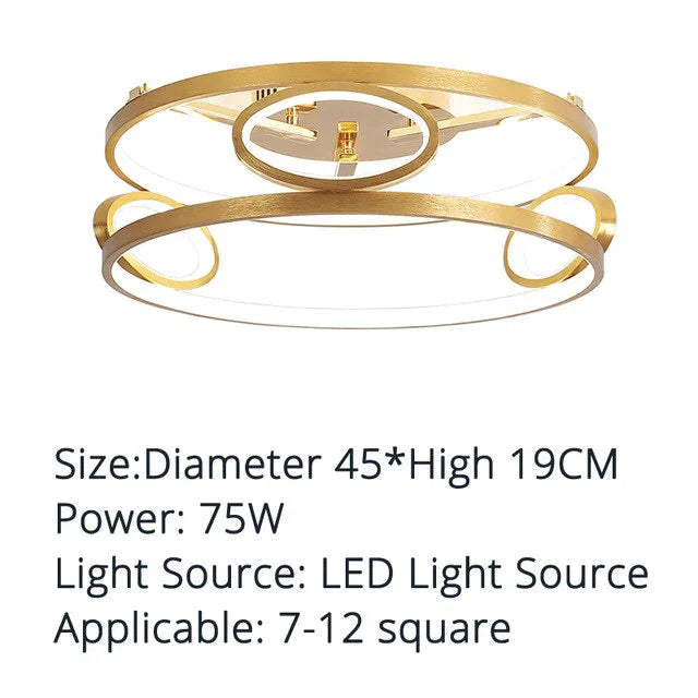 LED Ceiling Lights Gold Body Round/Square For Bedroom Support  Remote Control Led Lamps