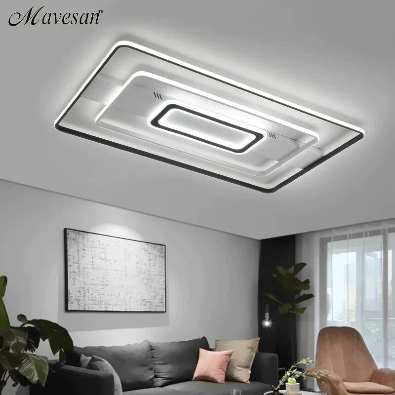 Modern Rectangle/Square/Circle Acrylic Led Ceiling Light White Color Black Color Remote Control For Living Room Bedroom Lighting