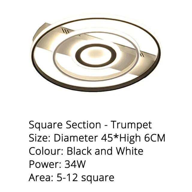 Modern Rectangle/Square/Circle Acrylic Led Ceiling Light White Color Black Color Remote Control For Living Room Bedroom Lighting