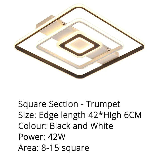 Modern Rectangle/Square/Circle Acrylic Led Ceiling Light White Color Black Color Remote Control For Living Room Bedroom Lighting