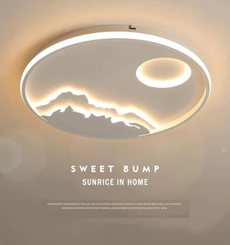 Plafonnier LED moderne au design nature lever de soleil pour salon, chambre à coucher, cuisine, salle à manger, luminaire ICFW1910