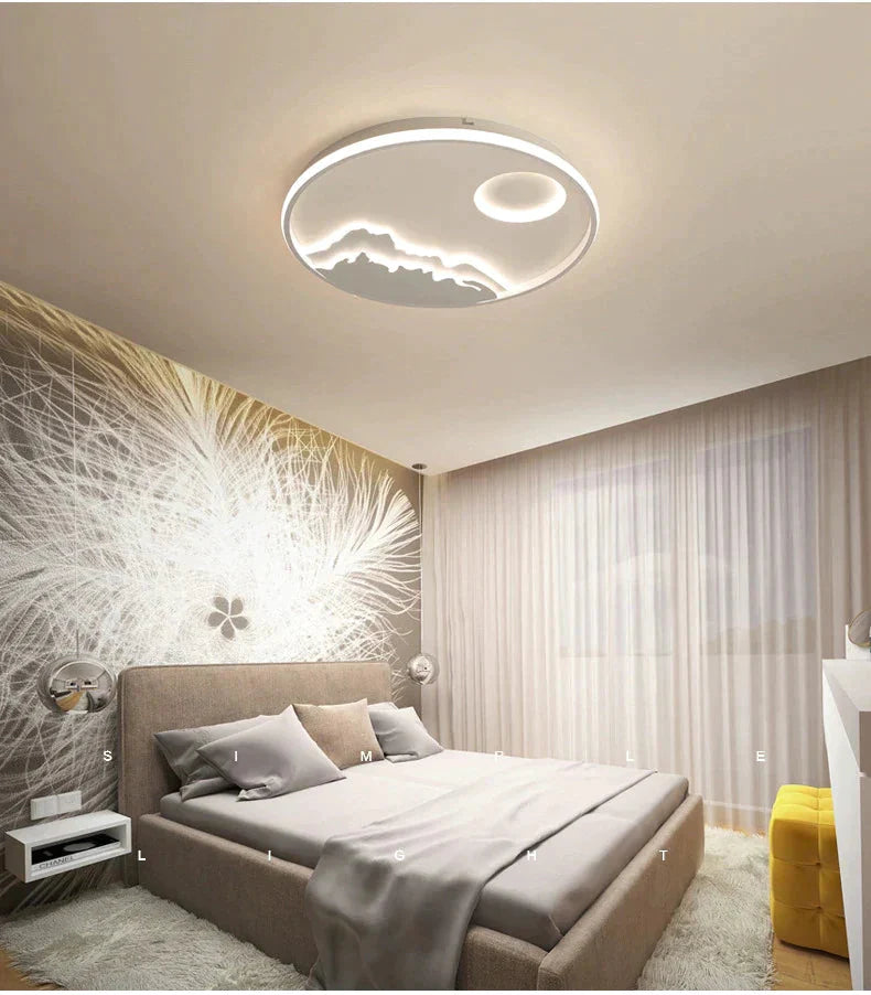 Plafonnier LED moderne au design nature lever de soleil pour salon, chambre à coucher, cuisine, salle à manger, luminaire ICFW1910