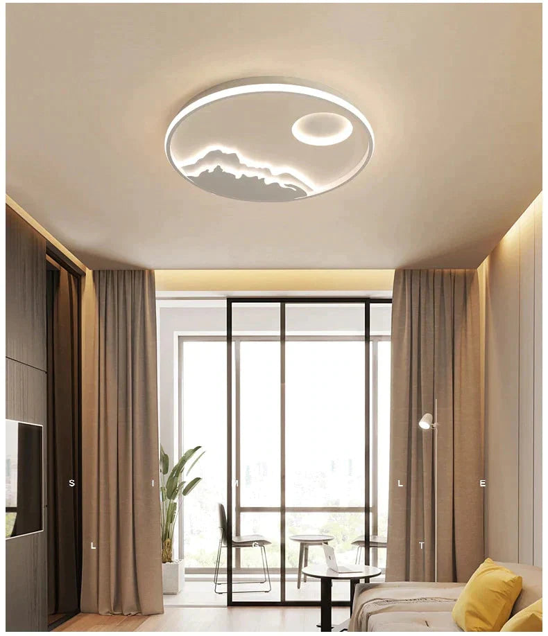Plafonnier LED moderne au design nature lever de soleil pour salon, chambre à coucher, cuisine, salle à manger, luminaire ICFW1910