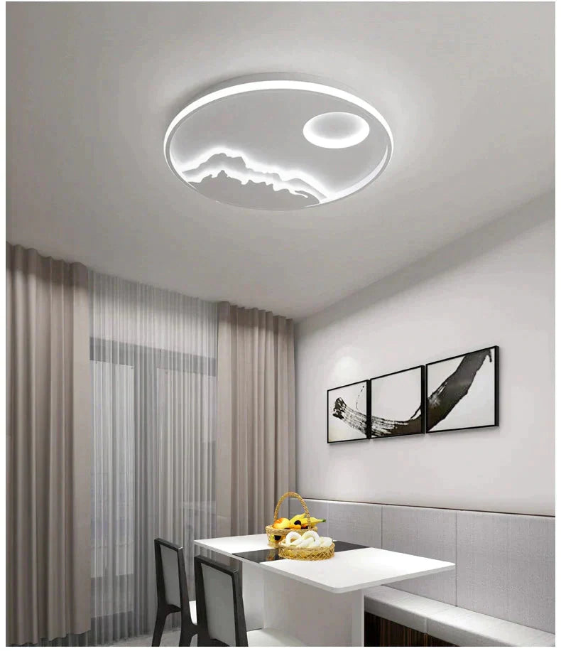 Plafonnier LED moderne au design nature lever de soleil pour salon, chambre à coucher, cuisine, salle à manger, luminaire ICFW1910