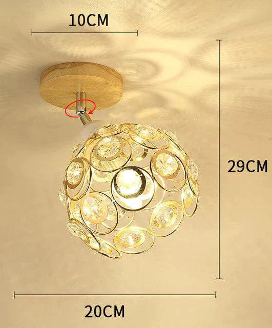 Creative crystal minimalist ceiling light Single wall ceiling lamp bedroom lamp Single European iron lamp Crystal Decor Lamps