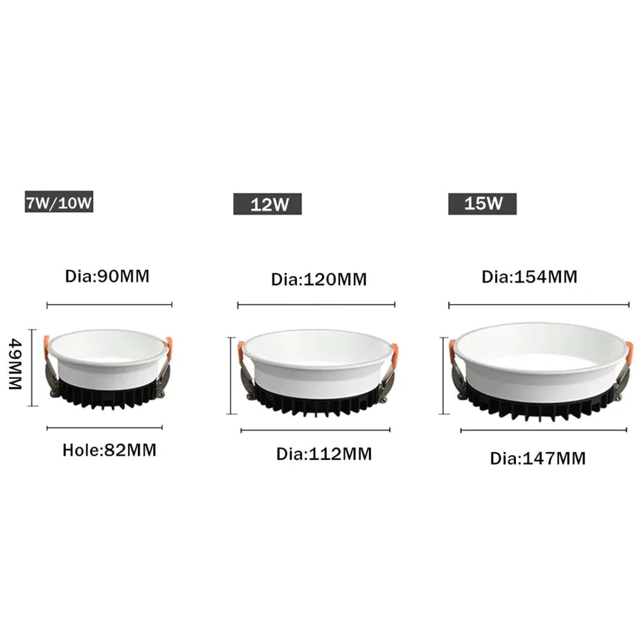 Spot LED à trois couleurs changeables, plafonnier encastré 15W 10W 7W, éclairage de salon simple à LED nordique