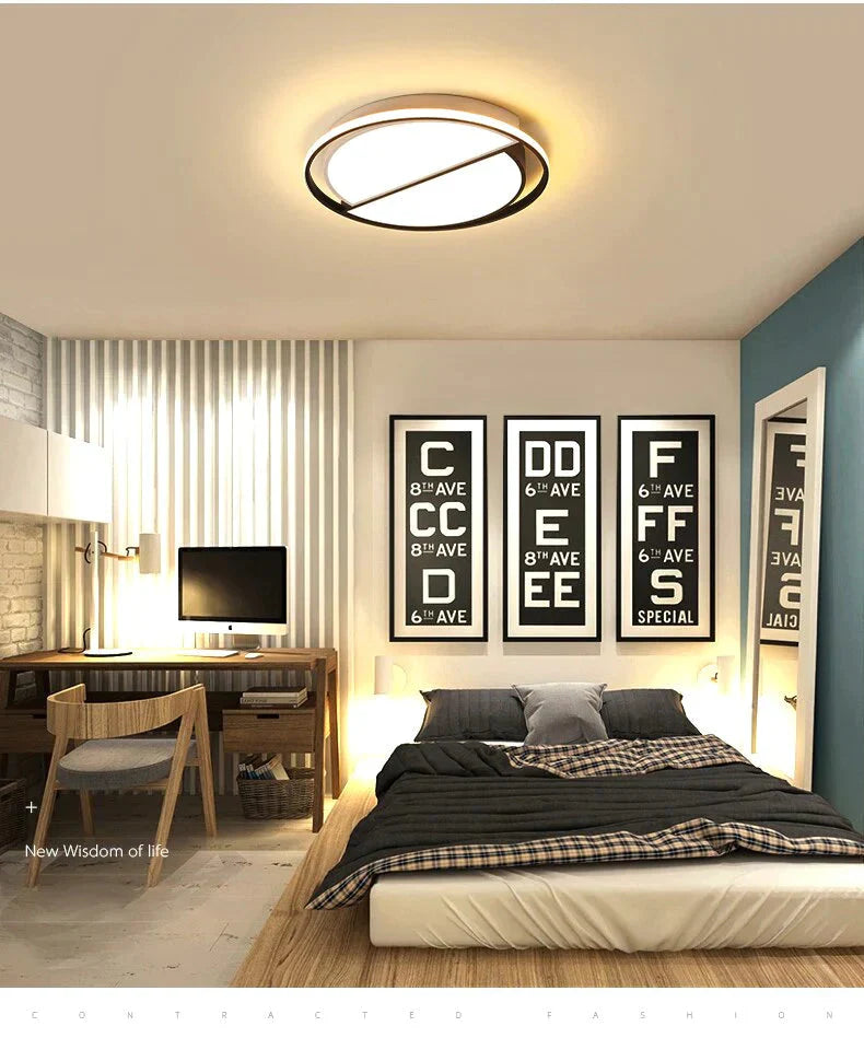 Lustre de salon rond moderne en fer, luminaires à LED, lustre de chambre à coucher, restaurant, lustres à intensité variable, éclairage de la maison Lampara Techo