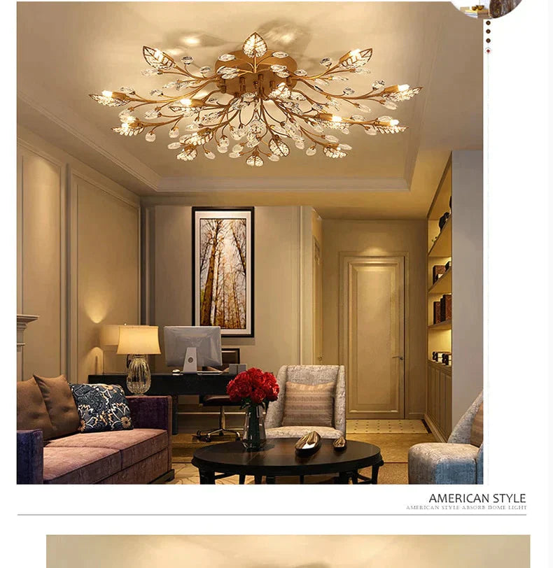 Vintage Led Ceiling Light Crystal Lamp For Living Room Loft