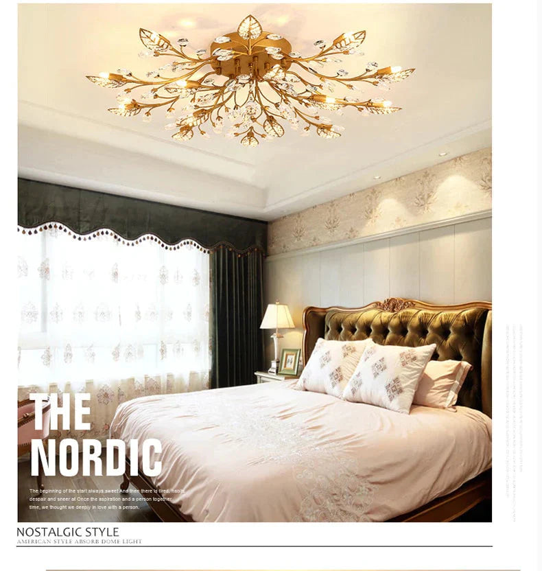 Vintage LED Ceiling Light Crystal Ceiling Lamp For Living Room Loft
