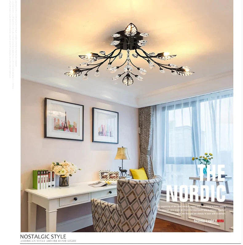 Vintage LED Ceiling Light Crystal Ceiling Lamp For Living Room Loft