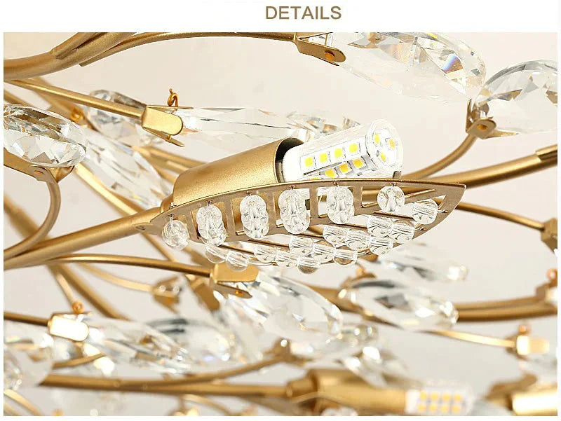Vintage LED Ceiling Light Crystal Ceiling Lamp For Living Room Loft