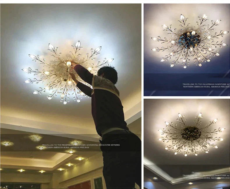 Vintage LED Ceiling Light Crystal Ceiling Lamp For Living Room Loft