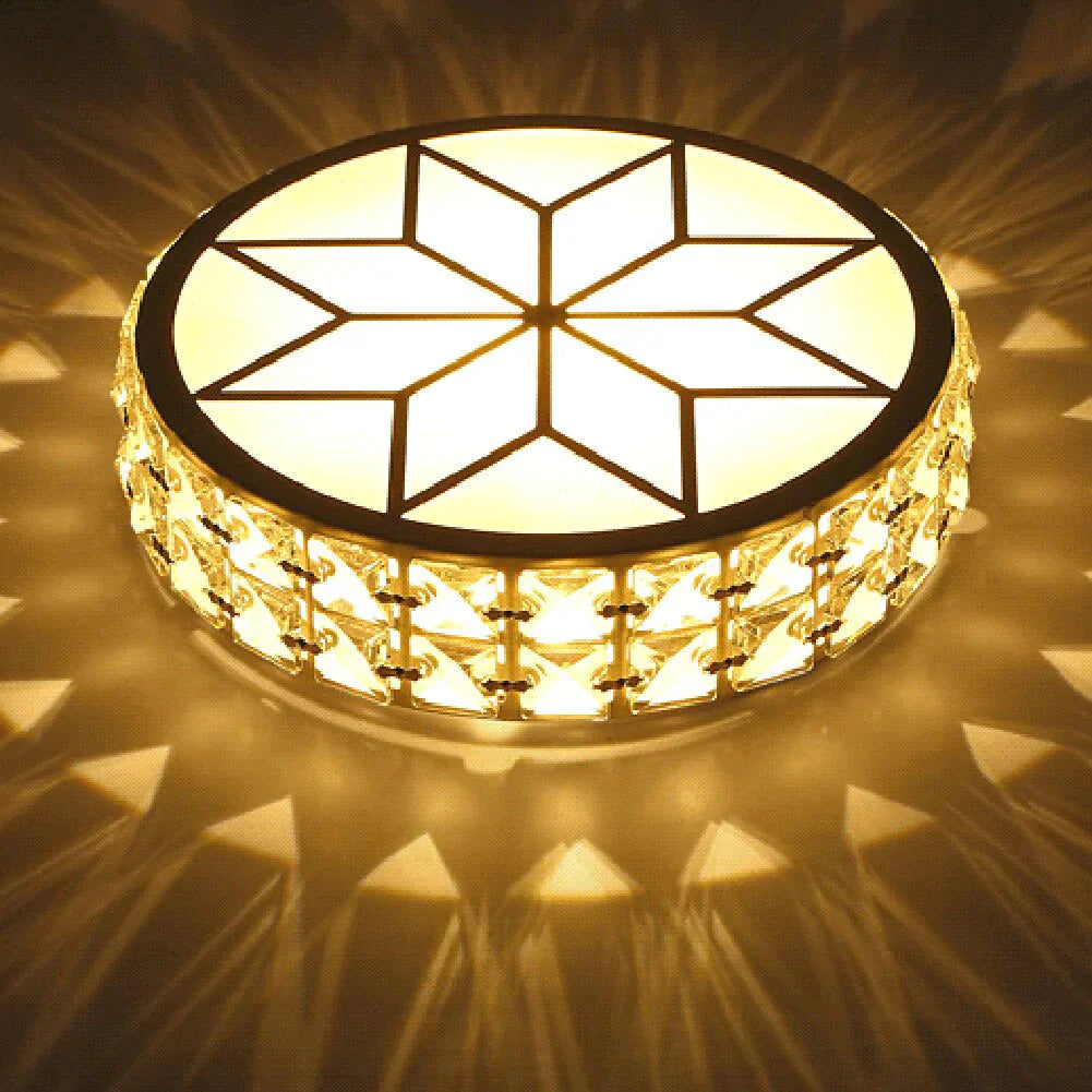 Plafonnier moderne en métal et cristal pour couloir, salle à manger, abat-jour en verre 6 W/12 W, éclairage d'allée rond