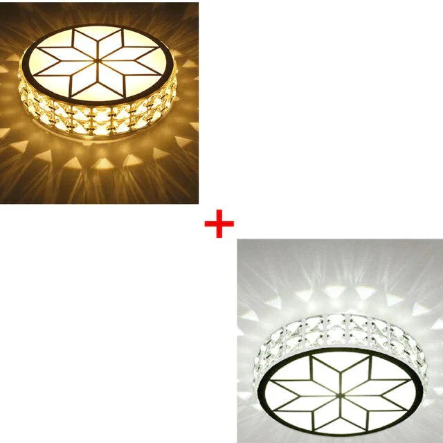 Plafonnier moderne en métal et cristal pour couloir, salle à manger, abat-jour en verre 6 W/12 W, éclairage d'allée rond