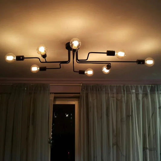 Black Vintage Ceiling Lights Kitchen Fixtures For Dining Room Restaurant Decor Indoor Home Lamp E27 Edison Retro For 8 Lighting