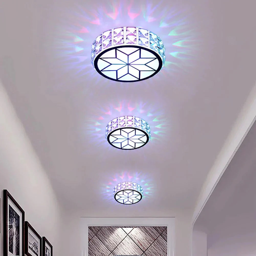 Plafonnier moderne en métal et cristal 6 W/12 W pour couloir, salle à manger, abat-jour en verre encastré, éclairage rond pour allée, véranda