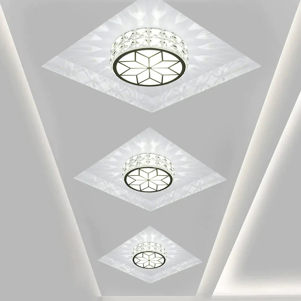 Plafonnier moderne en métal et cristal 6 W/12 W pour couloir, salle à manger, abat-jour en verre encastré, éclairage rond pour allée, véranda