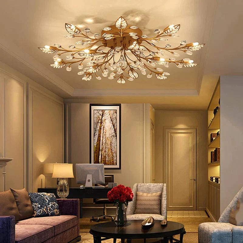 Vintage LED Ceiling Light Crystal Ceiling Lamp For Living Room Loft