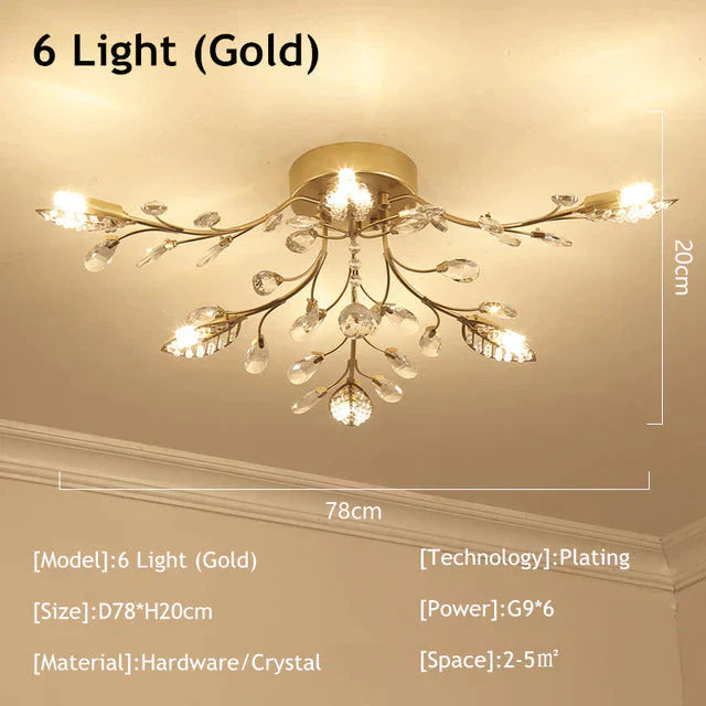 Vintage LED Ceiling Light Crystal Ceiling Lamp For Living Room Loft