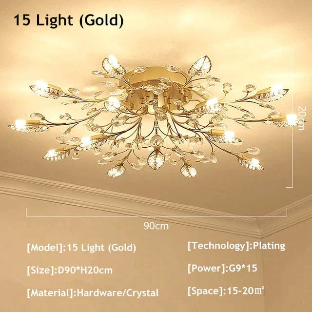 Vintage Led Ceiling Light Crystal Lamp For Living Room Loft
