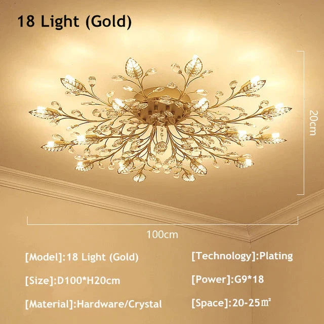 Vintage LED Ceiling Light Crystal Ceiling Lamp For Living Room Loft