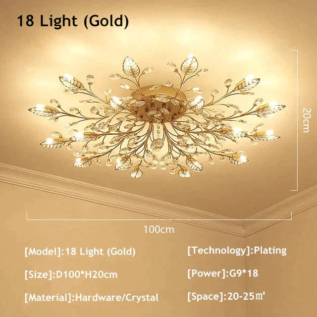 Vintage Led Ceiling Light Crystal Lamp For Living Room Loft