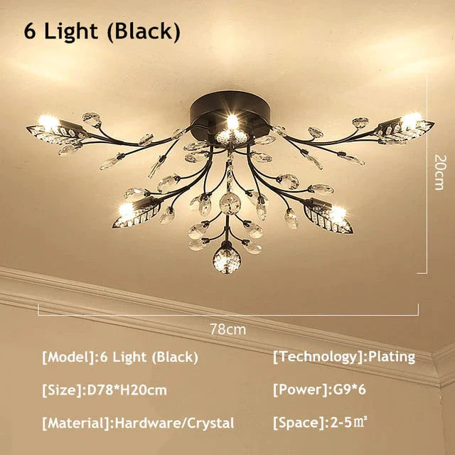 Vintage LED Ceiling Light Crystal Ceiling Lamp For Living Room Loft