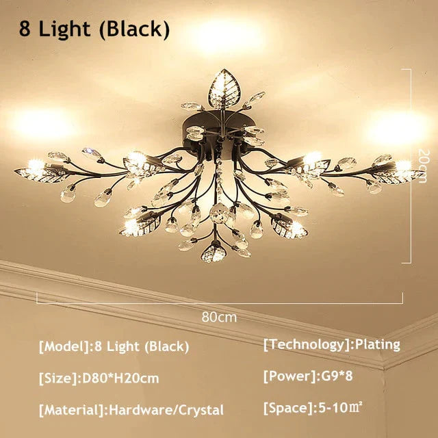 Vintage LED Ceiling Light Crystal Ceiling Lamp For Living Room Loft