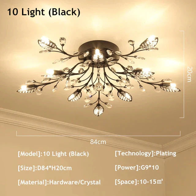 Vintage LED Ceiling Light Crystal Ceiling Lamp For Living Room Loft