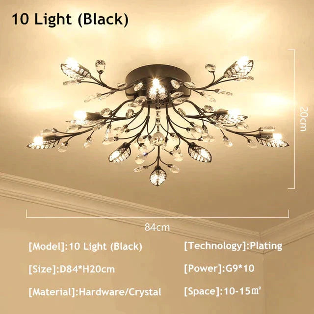 Vintage Led Ceiling Light Crystal Lamp For Living Room Loft