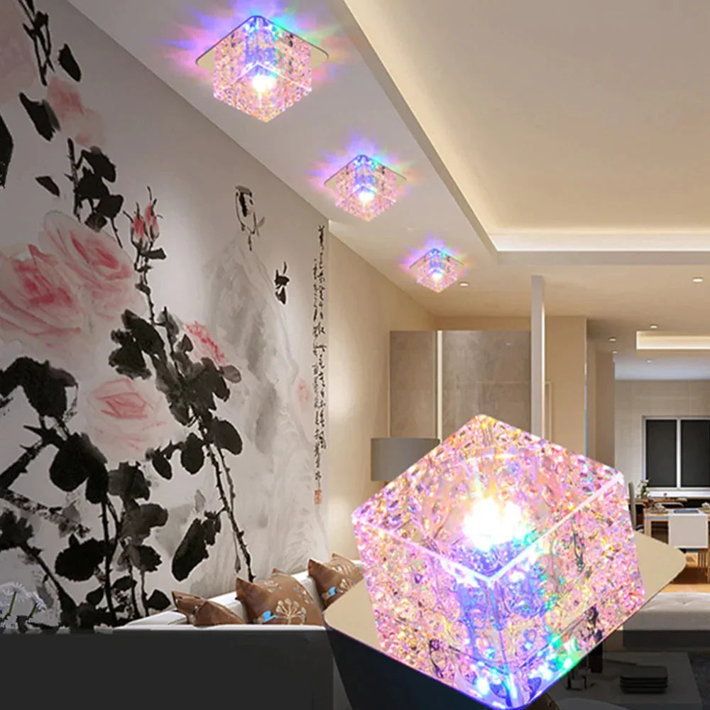 Plafonnier LED en cristal monté en surface, lampe d'allée, lustre, lampe de plafond moderne pour salon, chambre à coucher, couloir, entrée