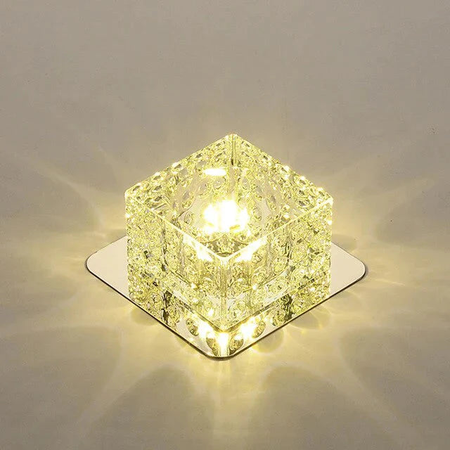 Plafonnier LED en cristal monté en surface, lampe d'allée, lustre, lampe de plafond moderne pour salon, chambre à coucher, couloir, entrée