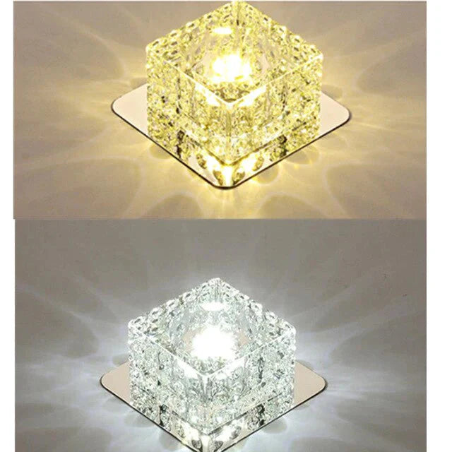 Plafonnier LED en cristal monté en surface, lampe d'allée, lustre, lampe de plafond moderne pour salon, chambre à coucher, couloir, entrée