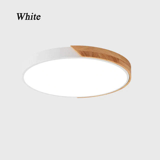 Nordic Wooden Ceiling Lamp Dimmable Led Ceiling Lights Round 30-60 Size Diameter Ultra-thin 5 cm High 7 Colors Iron Art Macaron